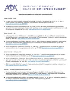 Orthopedic Sports Medicine Longitudinal Assessment References Orthopedic Sports Medicine Longitudinal Assessment References